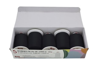 5 bobines de fil - 1000 m - Noir