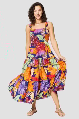 Robe longue - Orange et violet