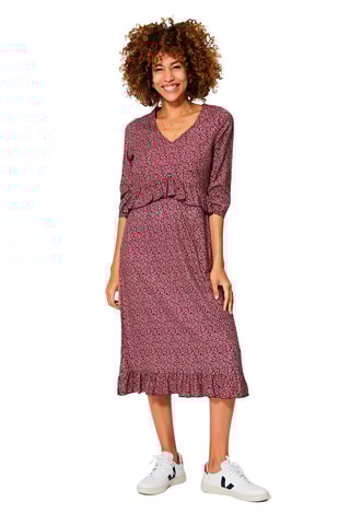 Vestido efeito ilusório Bordô e bege