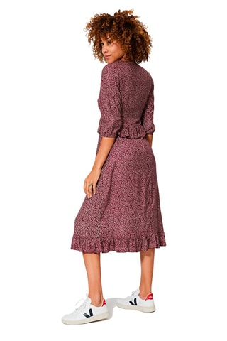 Vestido efeito ilusório Bordô e bege