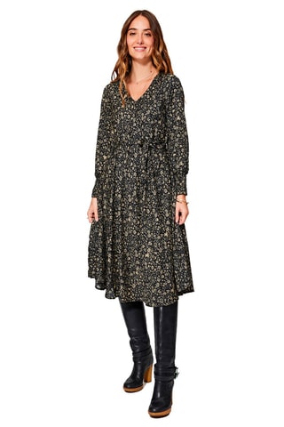 Vestido florido Preto e bege