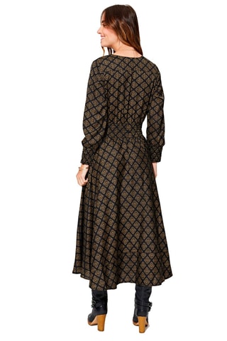 Vestido-camisa Preto e bege