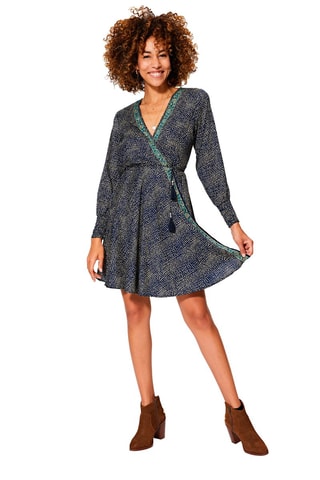 Vestido traçado Azul-marinho e bege