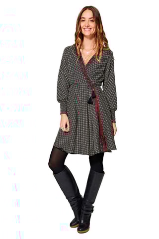 Vestido traçado Preto e cru