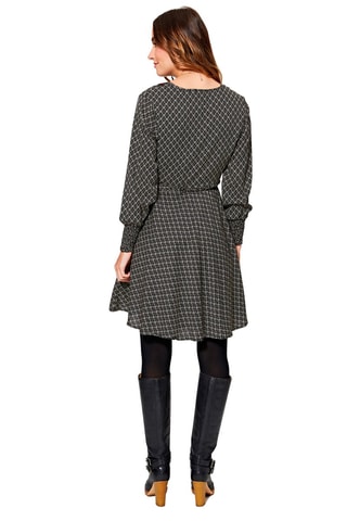 Vestido traçado Preto e cru