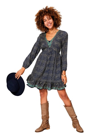 Vestido estilo patinadora Azul-marinho e bege