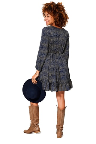 Vestido estilo patinadora Azul-marinho e bege