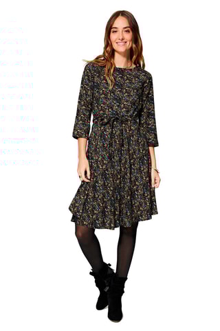 Vestido direito Preto e castanho