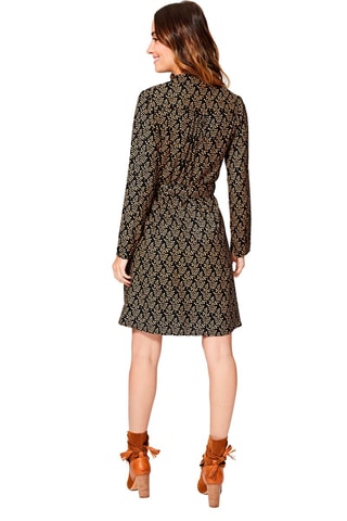 Vestido-camisa Preto e bege