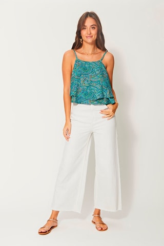 Camisola interior com folhos Turquesa