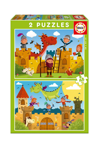 2 puzzles Dragons et chevaliers - 2 x 48 pièces - Dès 4 ans