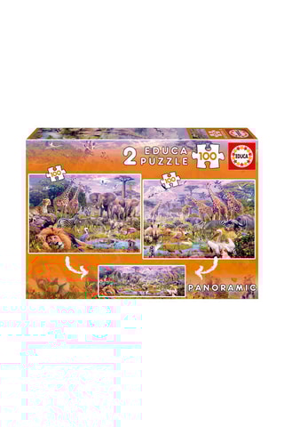 2 puzzles animaux sauvages - 2 x 100 pièces - Dès 6 ans