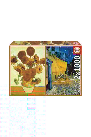 2 puzzles Les Tournesols et Terrasse de café le soir Van Gogh - 2 x 1000 pièces - Dès 14 ans