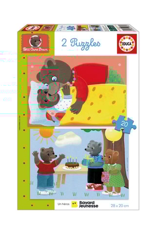 2 puzzles Petit ours brun - 2 x 20 pièces