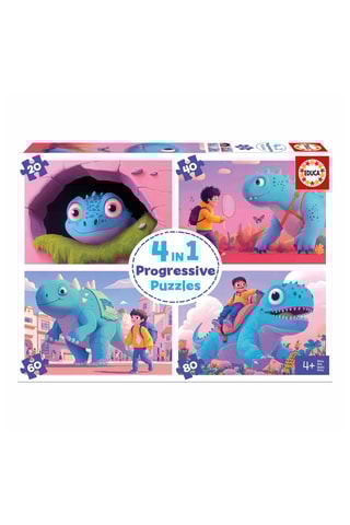 Puzzle progressif 4-en-1 dinosaures – 20 à 80 pièces – Dès 4 ans