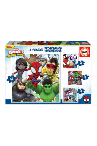 4 puzzles progressifs Spidey et ses amis extraordinaires Marvel - 12, 16, 20 et 25 pièces