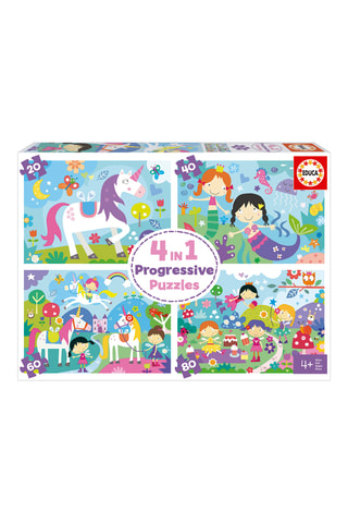 4 puzzles progressifs Monde fantastique - 20, 40, 60 et 80 pièces - Dès 4 ans