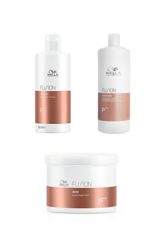 Shampoing réparation intense Fusion Intense Repair, Masque réparation intense Fusion Intense Repair et Après-shampoing réparation intense Elements - Cheveux abîmés - 2 x 500 ml et 1 l