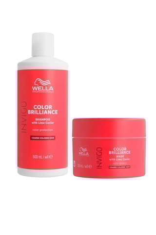 Shampoing et masque capillaire protecteur de couleur Invigo Color Brilliance - Cheveux colorés et épais -  500 et 150 ml