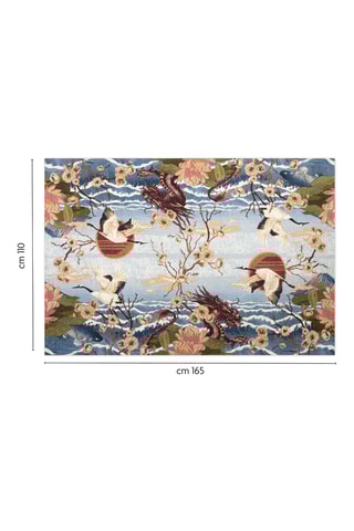 Vloerkleed Fuji Blauw en bruin- 165 x 110 cm