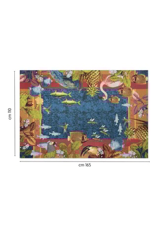 Vloerkleed Rhapsody Blauw en oranje- 165 x 110 cm