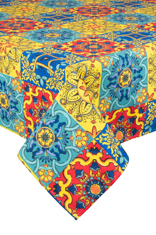 Nappe rectangulaire Trinacria - Bleu et jaune