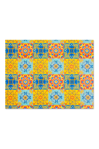 Nappe rectangulaire Trinacria - Bleu et jaune
