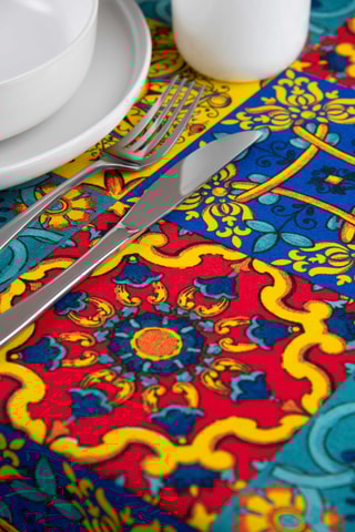 Nappe rectangulaire Trinacria - Bleu et jaune