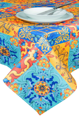 Nappe rectangulaire Trinacria - Bleu et jaune