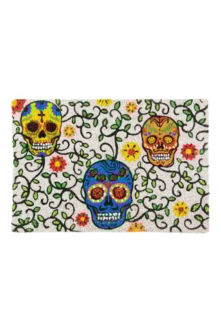 Paillasson Calavera - Gris et vert - 60 x 40 cm