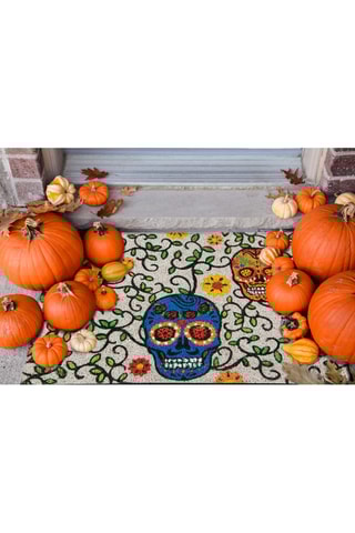 Paillasson Calavera - Gris et vert - 60 x 40 cm