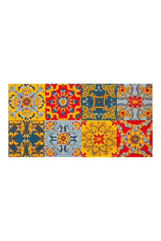Vloerkleed Trinacria Rood, Blauw en Geel - 55 x 110 cm