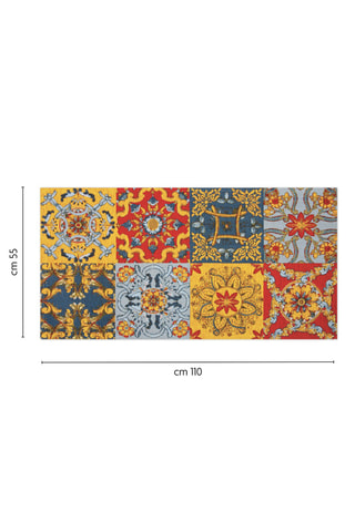Vloerkleed Trinacria Rood, Blauw en Geel - 55 x 110 cm