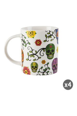 6 mugs en porcelaine Calavera - 300 ml