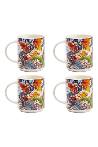 4 mugs en porcelaine Kimono - 30 cl
