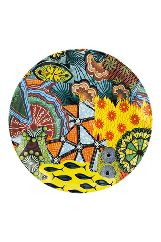 6 assiettes à pizza en porcelaine Afrika - 31 cm