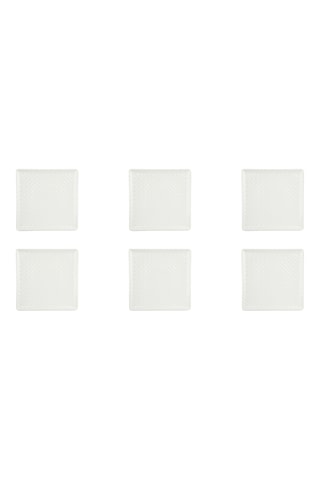 6 assiettes carrées Antalya en porcelaine - 25,5 cm