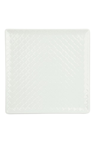 6 assiettes carrées Antalya en porcelaine - 25,5 cm