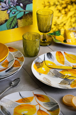 Service en porcelaine et grès Lemon Grey - 18 pièces