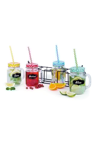 4 Mason jars avec panier - 47 cl