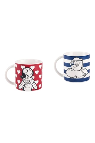 2 tasses à café Popeye et Olivia en New Bone China - 10 cl