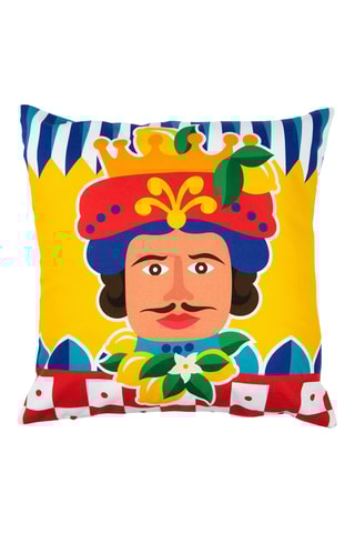 Coussin Sicilian - Moutarde et rouge  - 45 x 45 x 16 cm