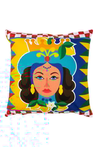 Coussin Regina - Moutarde et rouge - 45 x 45 x 16 cm