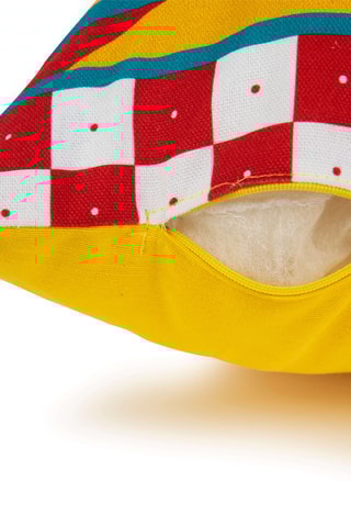 Coussin Regina - Moutarde et rouge - 45 x 45 x 16 cm