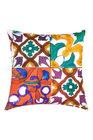Coussin Lisbona - 45 x 45 cm - Orange et blanc