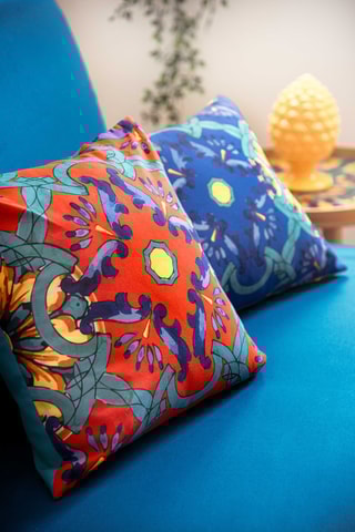 Coussin Trinacria - Bleu et jaune - 45 x 45 x 20 cm