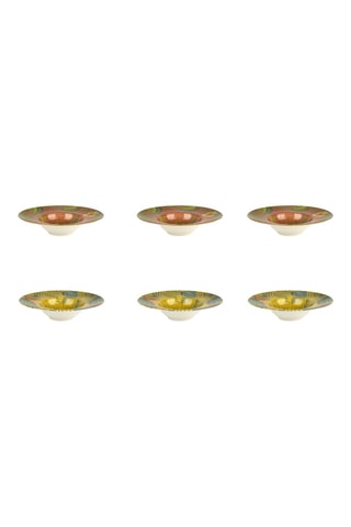6 assiettes creuses en céramique Tiki - 28,5 x 28,5 x 6,5 cm
