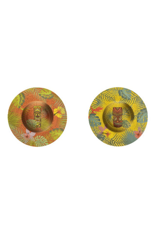 6 assiettes creuses en céramique Tiki - 28,5 x 28,5 x 6,5 cm