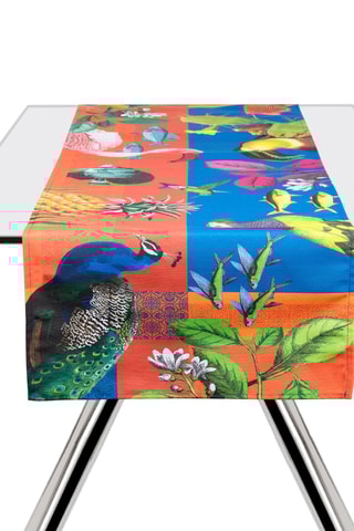 Chemin de table Rhapsody - Bleu et rouge - 140 x 45 cm