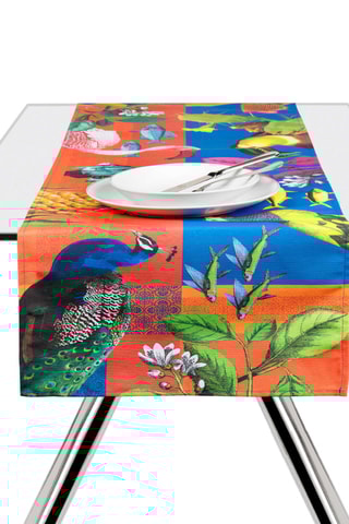 Chemin de table Rhapsody - Bleu et rouge - 140 x 45 cm